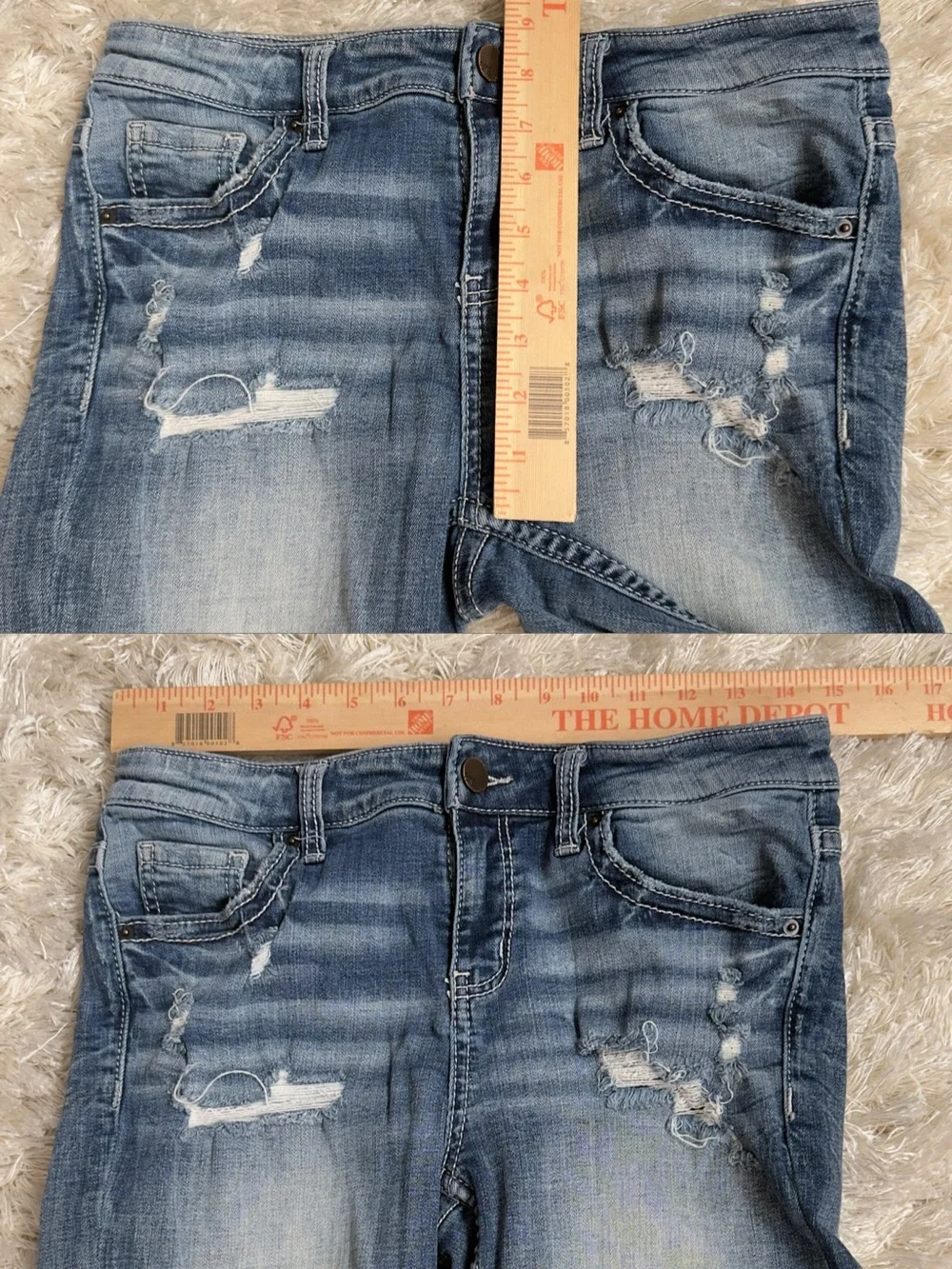 Distressed BKE Bermuda Denim Jorts‎ Shorts Victoria Medium Wash Y2K 27
